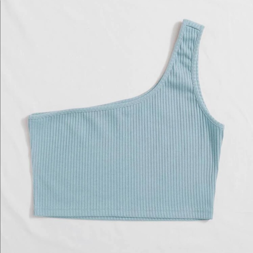 One shoulder Rib-Knit crop top - Picture 2 of 2
